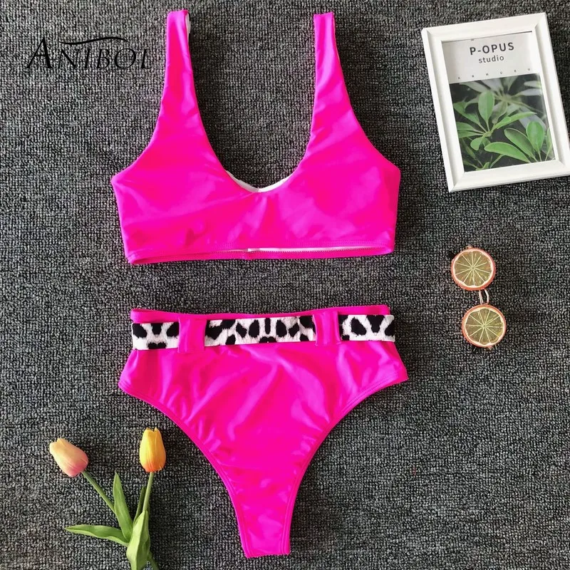 Соблазнительное женское бикини с высокой талией купальник из двух предметов