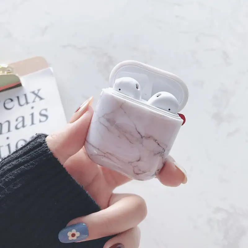 Мраморный беспроводной Bluetooth наушники Жесткий Чехол для Apple Airpods 1 2 Защитный Чехол Air Pods чехол зарядная коробка сумки