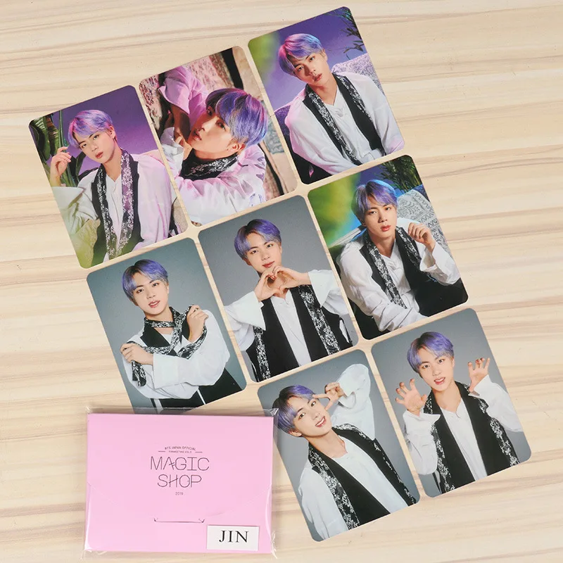 JIN 8 шт./компл. Kpop Bangtan boys Фотокарта Япония официальный Fanmeeting VOL.5 Волшебная лавка Розовый фотоальбом карты элегантная упаковка kpop - Цвет: JIN