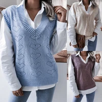 spring vest sweater european and american v neck hollow love knitted vest womens clothing