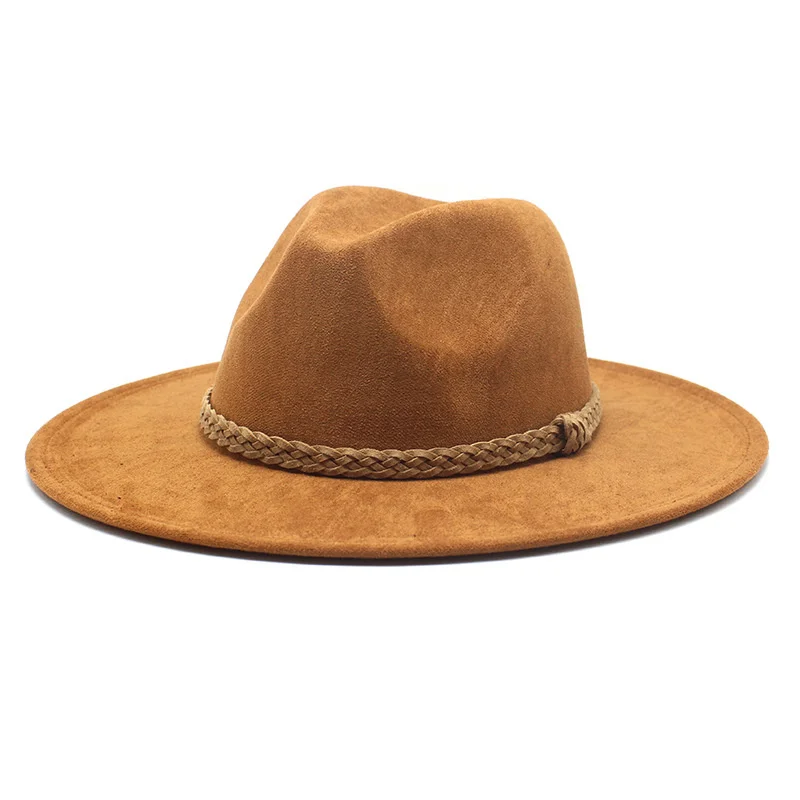

Simple Women Men Suede Vintage Gangster Trilby Felt Fedora Hat With Wide Brim Gentleman Elegant Lady Winter Autumn Jazz Caps