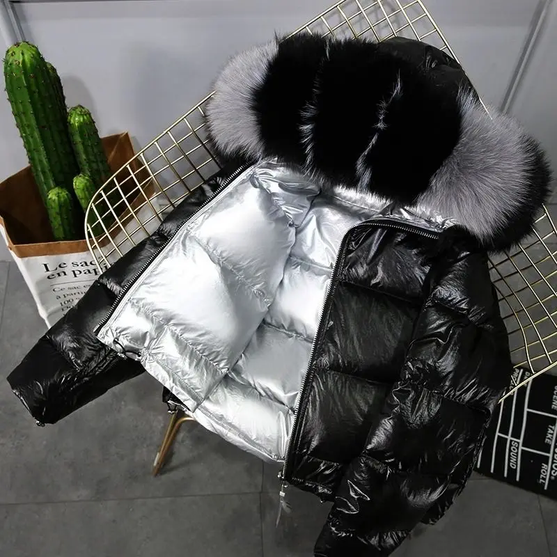 Двумя способами женские пуховик Куртка с хлопковой подкладкой двухсторонняя