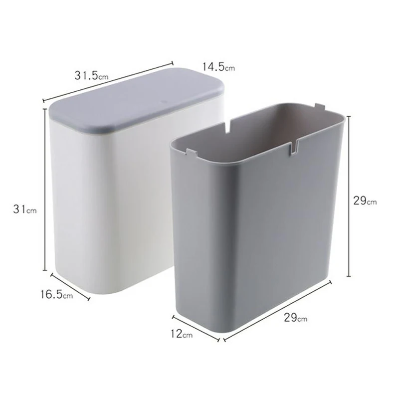 

11L Pressing Type Trash Can Toilet Kitchen Plastic Narrow Built-in Garbage Bin Household Cleaning Dustbin Storage Buckets