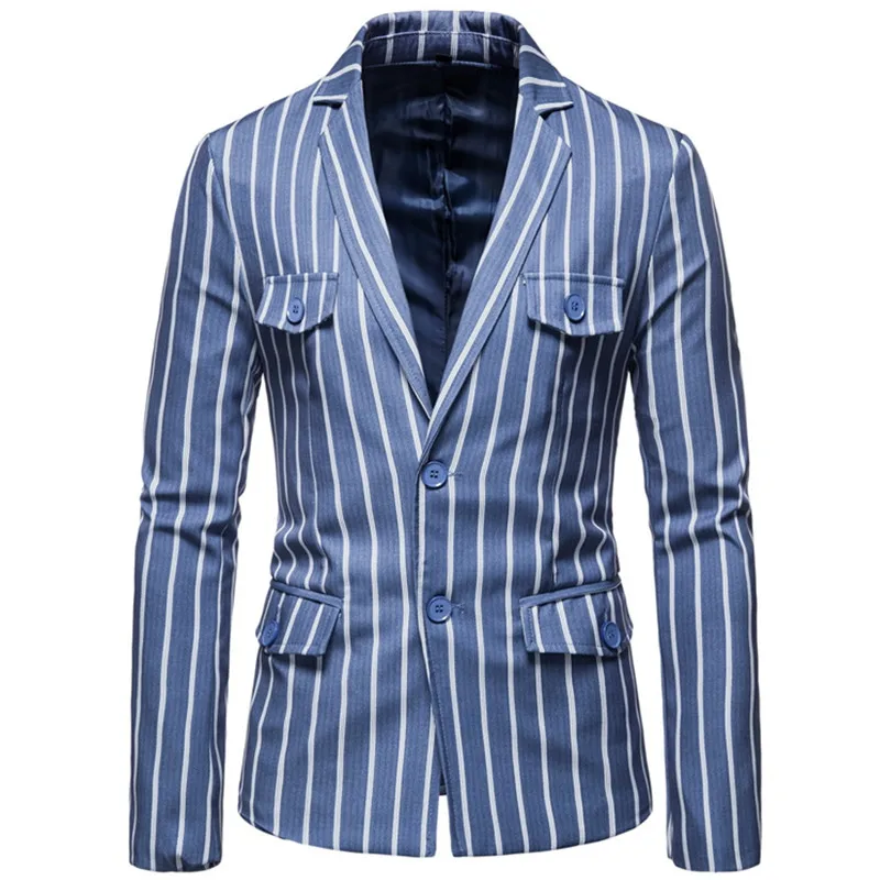 

Новинка 2021, модный мужской повседневный эксклюзивный облегающий деловой костюм в полоску, платье, блейзеры, куртка, пальто