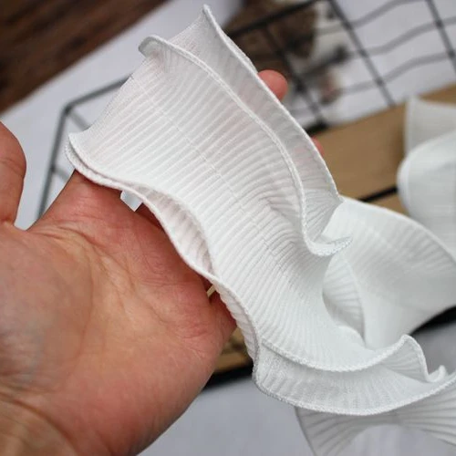 Двухслойная шифоновая плиссированная кружевная тесьма 4 метра ширина 7 см сумка