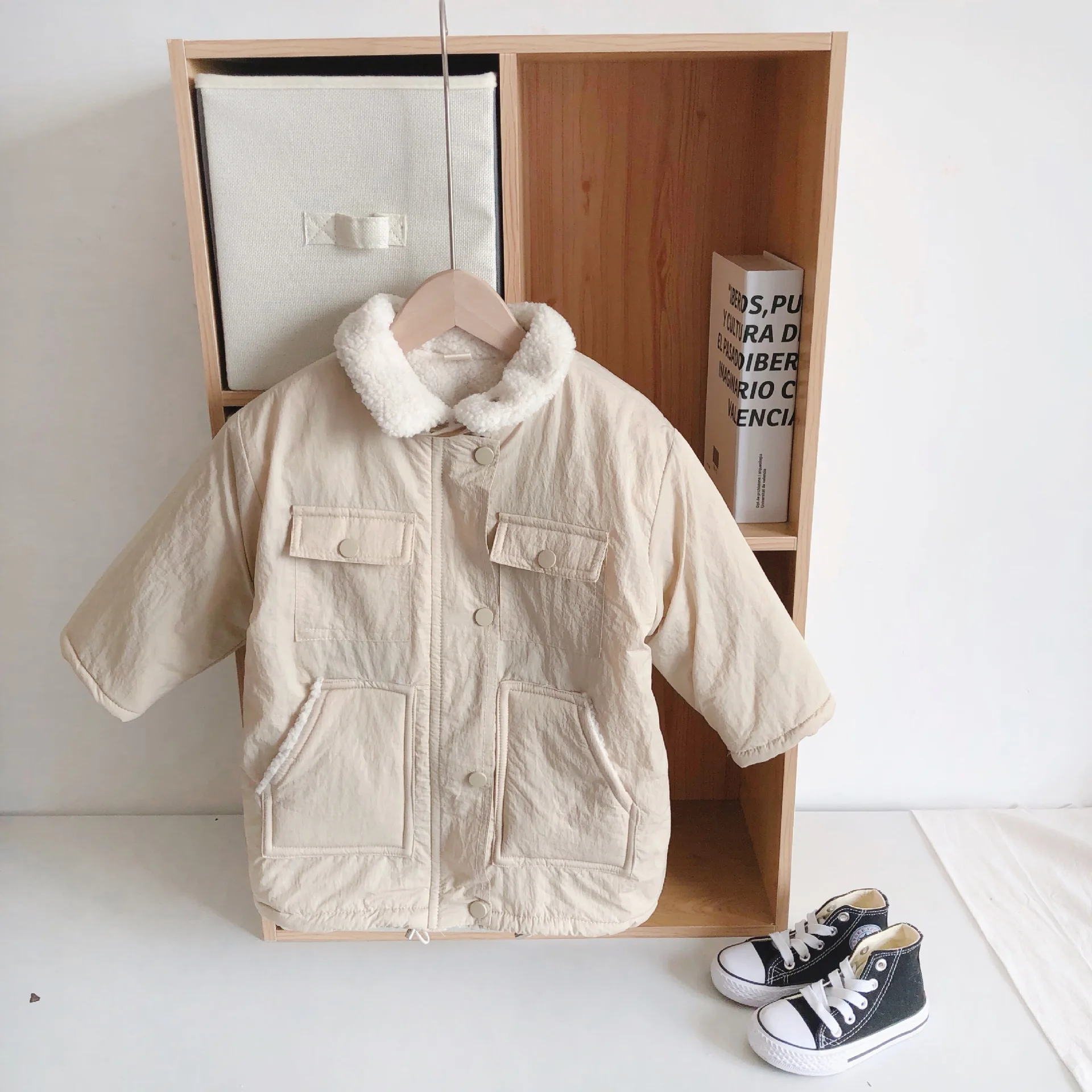 Зеленое/бежевое новое зимнее пальто для маленьких девочек и мальчиков 2019 теплые