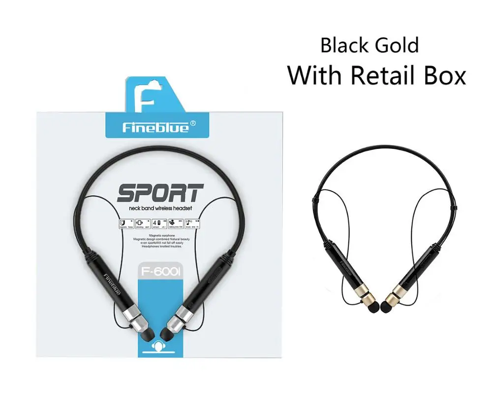 Fineblue FD600i беспроводной NFC auriculares Bluetooth стерео гарнитура наушники анти потеря вибрации голосовые подсказки спортивные наушники - Цвет: Black Gold
