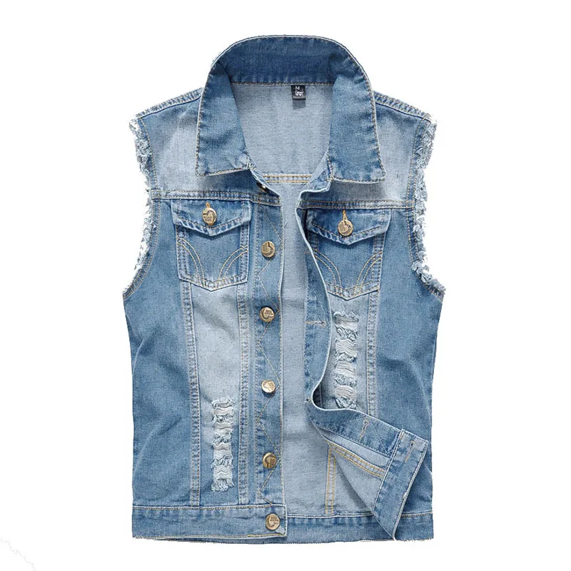 Новинка 6XL джинсовый жилет мужская куртка без рукавов Мужская Ретро винтажная