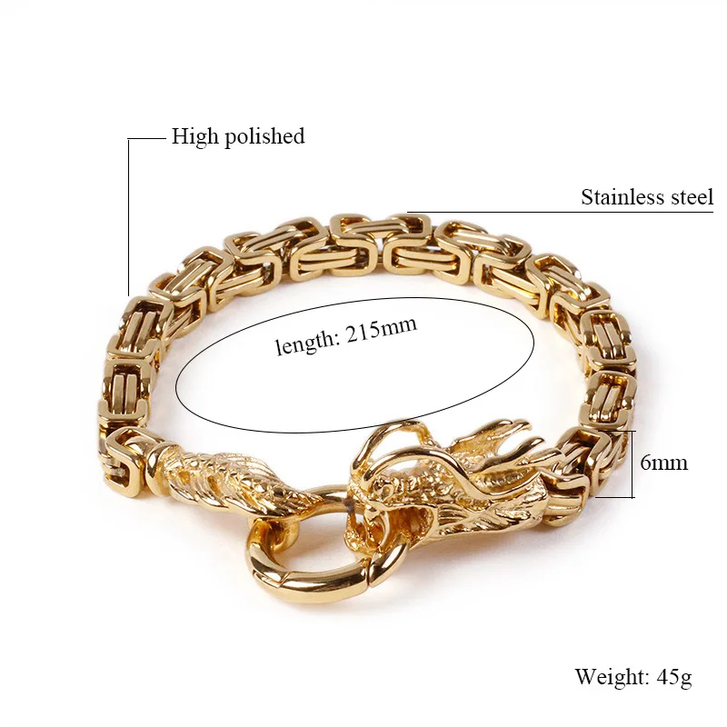 Black/Gold/Silver Color Punk Bracelet For Men Fashion Chinese Style Stainless Steel Ghost Head Bangle Jewelry | Украшения и
