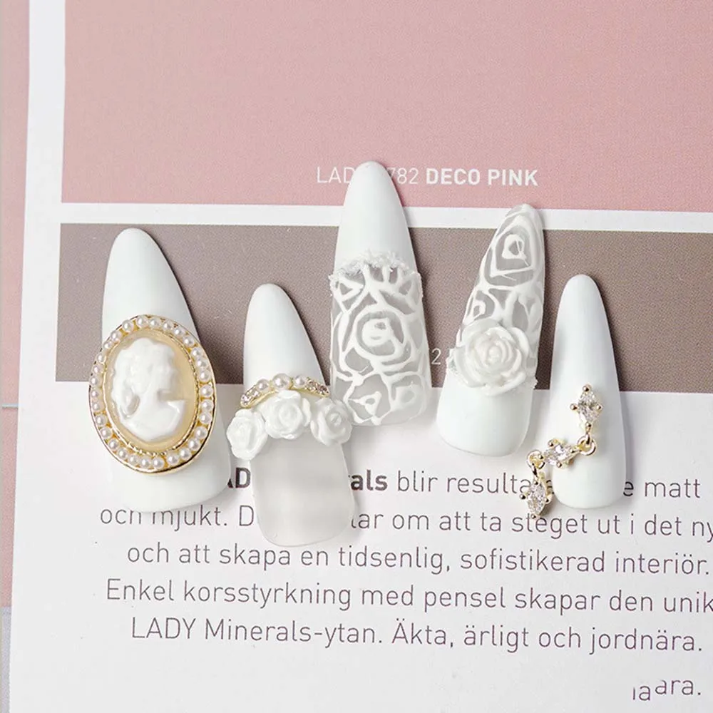 Элегантные изящные украшения для ногтей розы из смолы кремово-белого цвета 3D