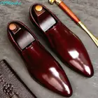 QYFCIOUFU Модные мужские классические туфли из натуральной кожи без шнуровки с острым носком для офиса работы свадьбы вечеринки официальные туфли США 11,5