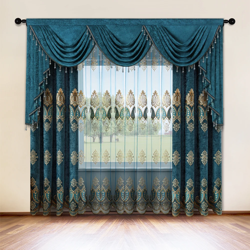 

Шторы из синели в европейском стиле, занавески для спальни, Тюль с вышивкой для гостиной, кухни, роскошные прозрачные украшения для дома