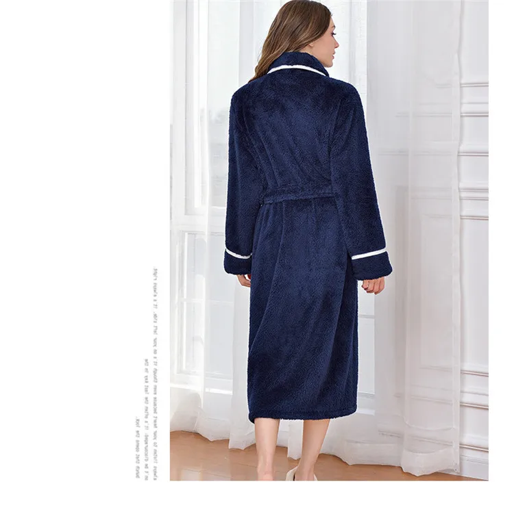 Winter Thick Warm Couples Kimono Robe Women Men Bath Gown Robe Dress Fluffy Plush Flannel Lovers Yukata Nightwear Sleepwear