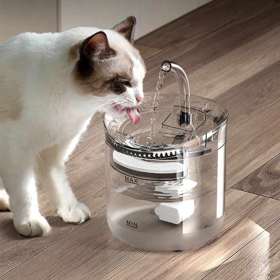 Автоматический фонтан для воды кошек с краном дозатор собак прозрачным фильтром