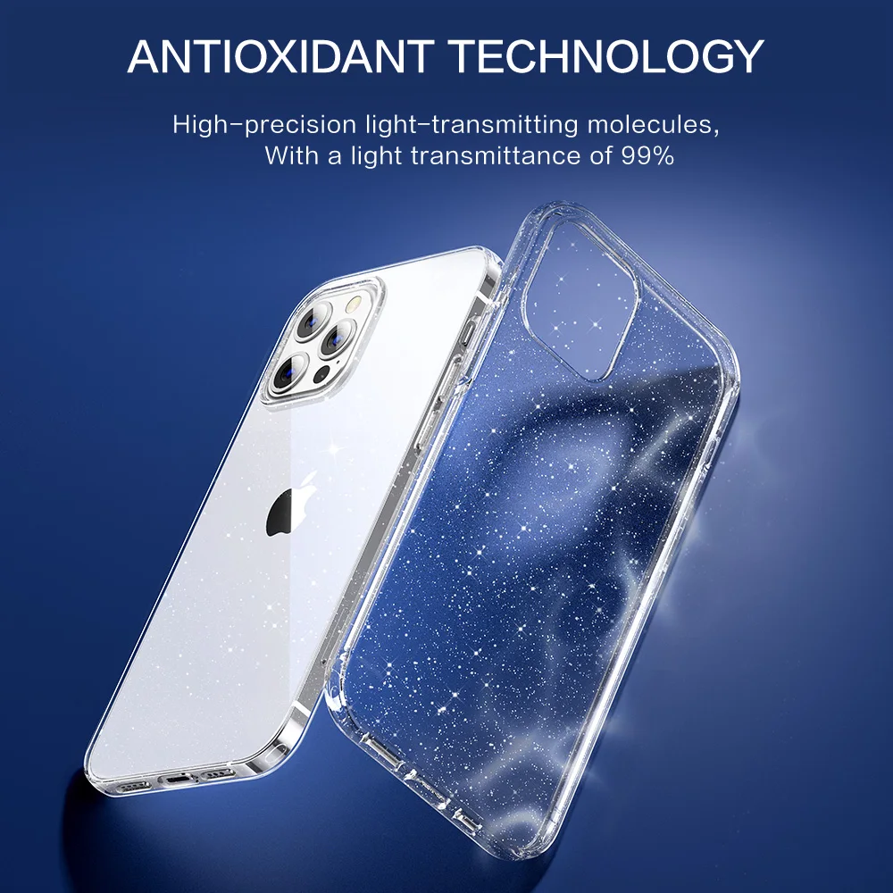 Блестящий чехол SmartDevil со звездным небом для телефона iPhone 12 Pro Max прозрачный задняя