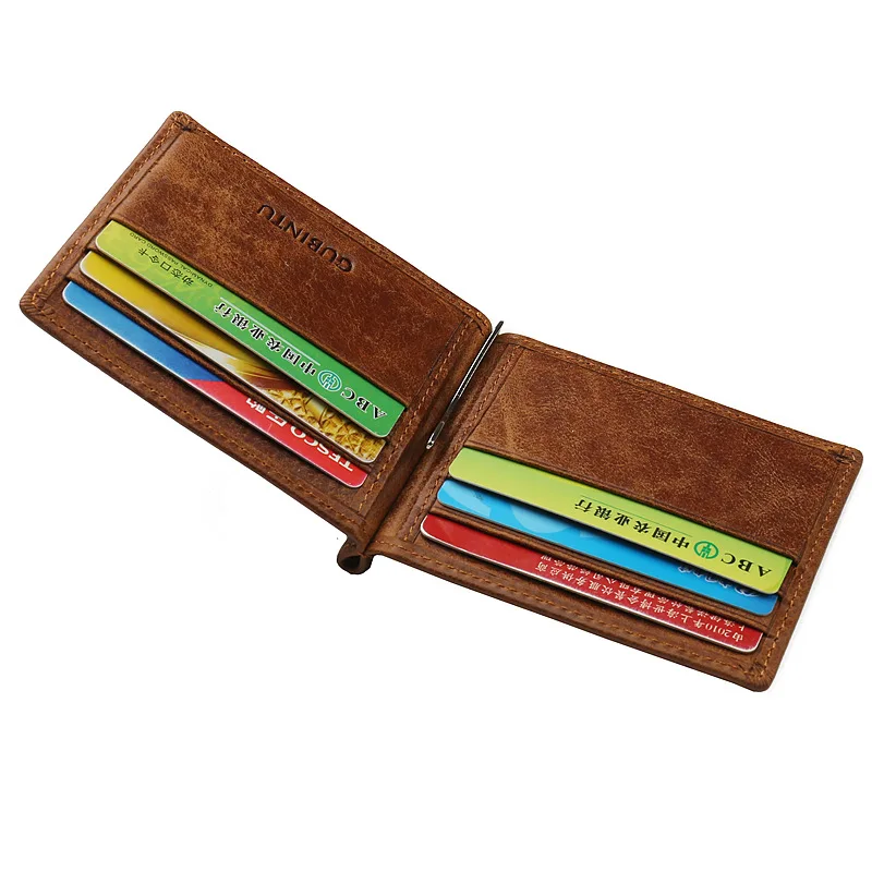 GUBINTU бумажник из натуральной воловьей кожи мужской скользящий металлический