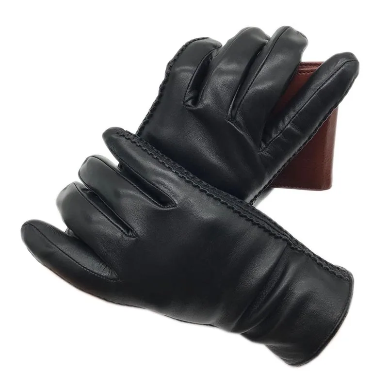 

Winter Men's Sheepskin Genuine Leather Gloves Cotton Lining Winter Gloves Keep Warm Driving Riding Outdoor Black New 2020...