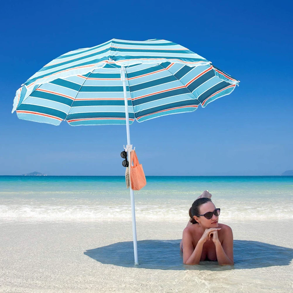 

2pcs Beach Umbrella Sand Anchor Holder Parasol Spike Sand Grabber + Hanging Hook Camping Portable Outdoor Elements