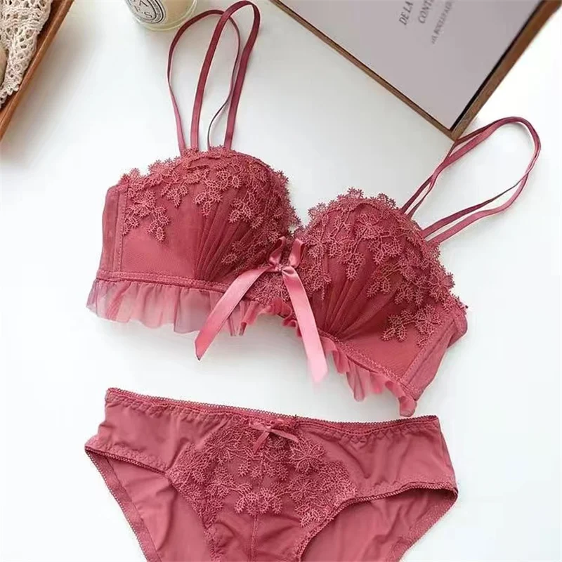 Underwear Women Push Up Bra Bralette Embroidery Seamless Bra and Panty Set Lingerie Adjusted Briefs Female Brassiere Sujetador