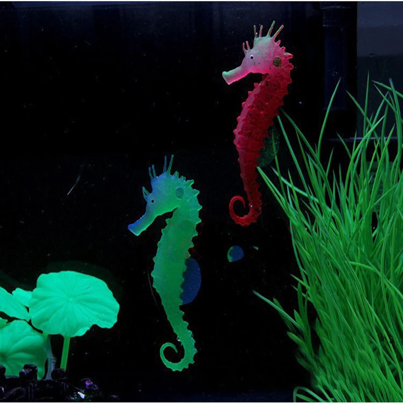 Новый зеленый искусственный силиконовый орнамент гиппокампа светящийся эффект