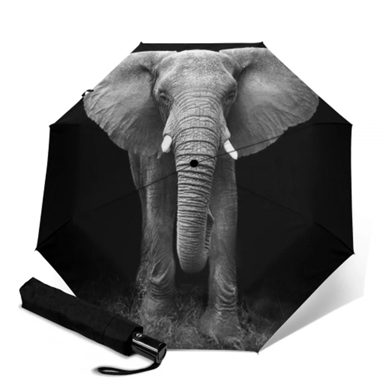 Luxury Auto Open &amp Close Travel Umbrella 8k Pongee Elephant Printing Parasol Three-fold Outdoor Sun Umbrellas Paraguas | Дом и сад