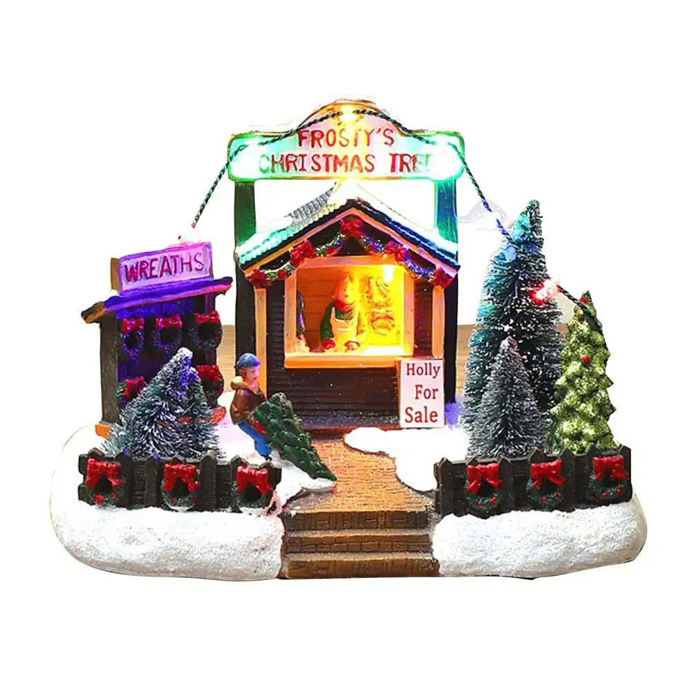

Christmas Led Light House Merry Christmas Decorations For Home Resin Luminous Christmas House Ornament New Year Gifts
