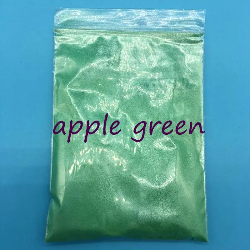 Apple Green 100 г цветной жемчужный порошок для макияжа, много цветов Слюда Порошок для ногтей блеск, перламутровый косметический пигмент - Цвет: Apple Green