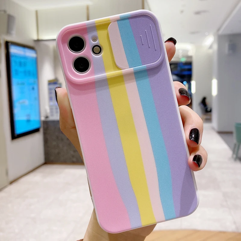 

Camera Lens Protect Colorful Phone Case For Iphone 11 12 Pro Mini 7 8 Plus X XS MAX XR SE 2020 Silicone Shockproof Back Cover