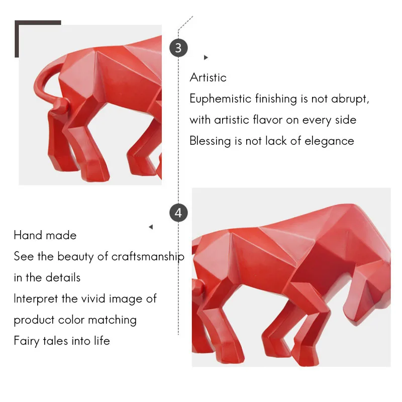 Bull Statue Bullfight Sculpture Ox Resin Nordic Decoration Home Decor Tabletop Statues Bison Figurine Animal Cabinet | Дом и сад