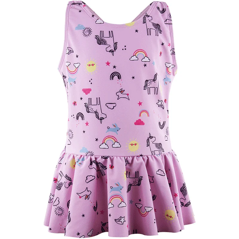 

JULY SAND Girls Swimwear High-end One Piece Swimsuit Cartoon printied Kids BathingSuit Backless Swimwear for Children