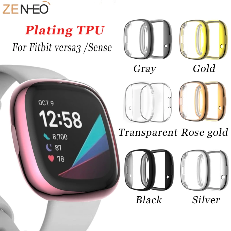 

Тонкий легкий Чехол для часов с защитой от падения для Fitbit Versa 3 /Fitbit с покрытием из ТПУ, полностью защитный бампер, аксессуары для часов