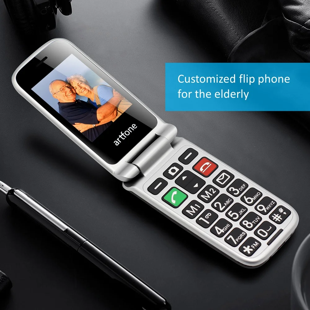artfone cf241a flip big button mobile phonesenior phone with charging cradle and 2 4 large screen for elderly free global shipping