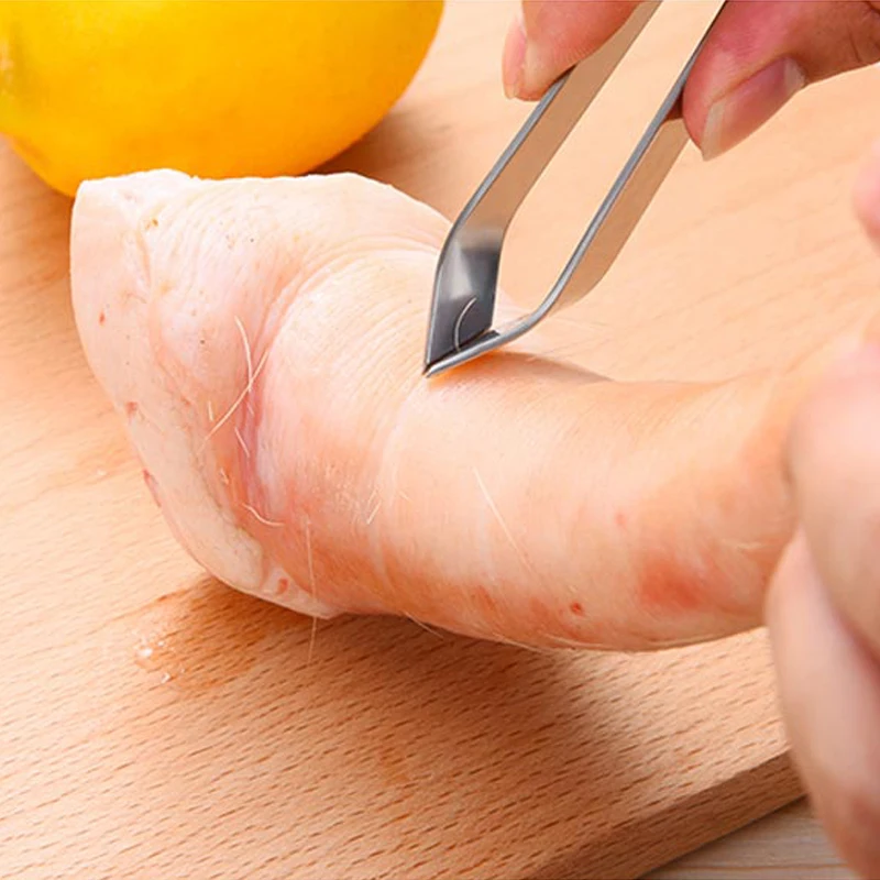 Omife Stainless Steel Fish Bone Tweezers Remover Salmon Fishing Bones Knife Pincer Puller Tongs Pick-Up Seafood Tool Crackers