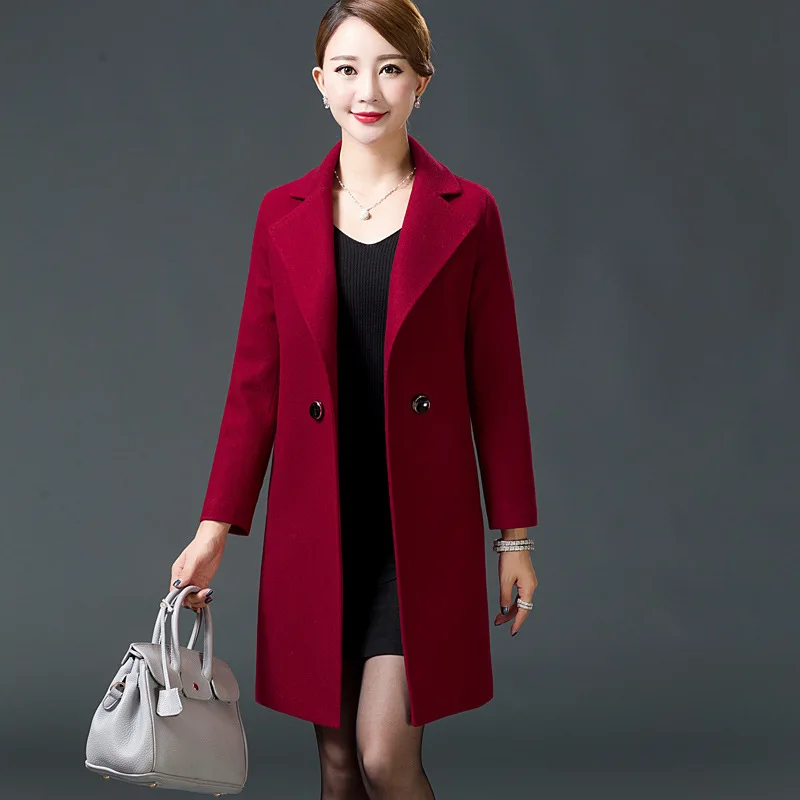 Длинное шерстяное пальто для женщин размера плюс и куртки зимнее женская одежда