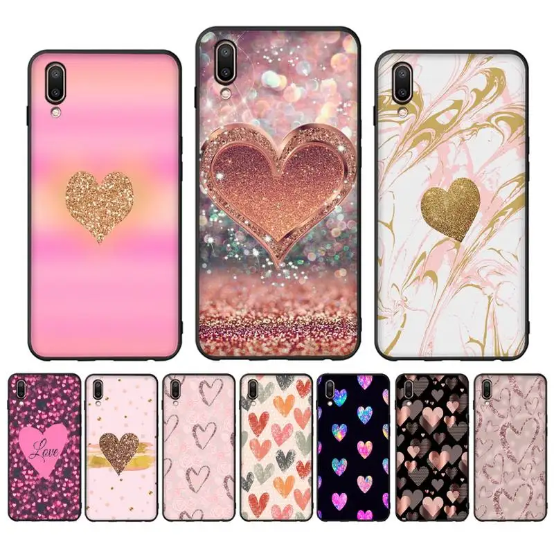 

Glitter Love Phone Case Case For Oppo Reno Realme C3 6Pro Cover For vivo Y91C Y17 Y19 Funda Capa