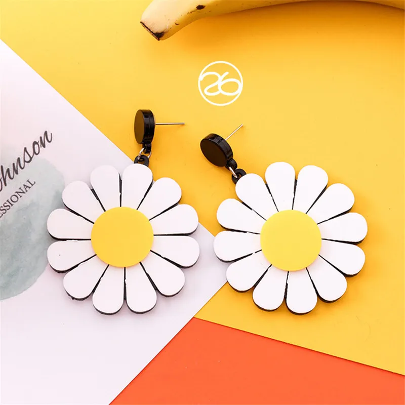 Серьги-подвески в Корейском стиле милые летние длинные желтые серьги с