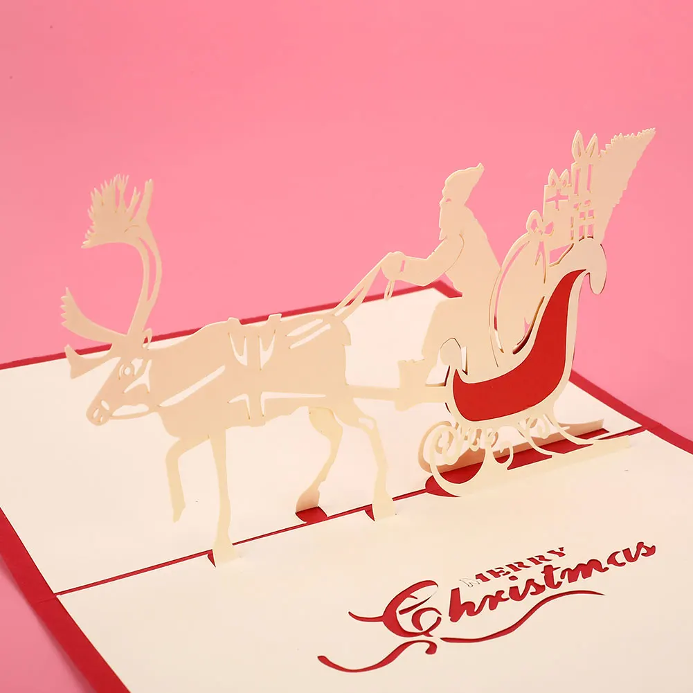 Diy рождественская открытка 3D всплывающая Новогодняя подарочные открытки