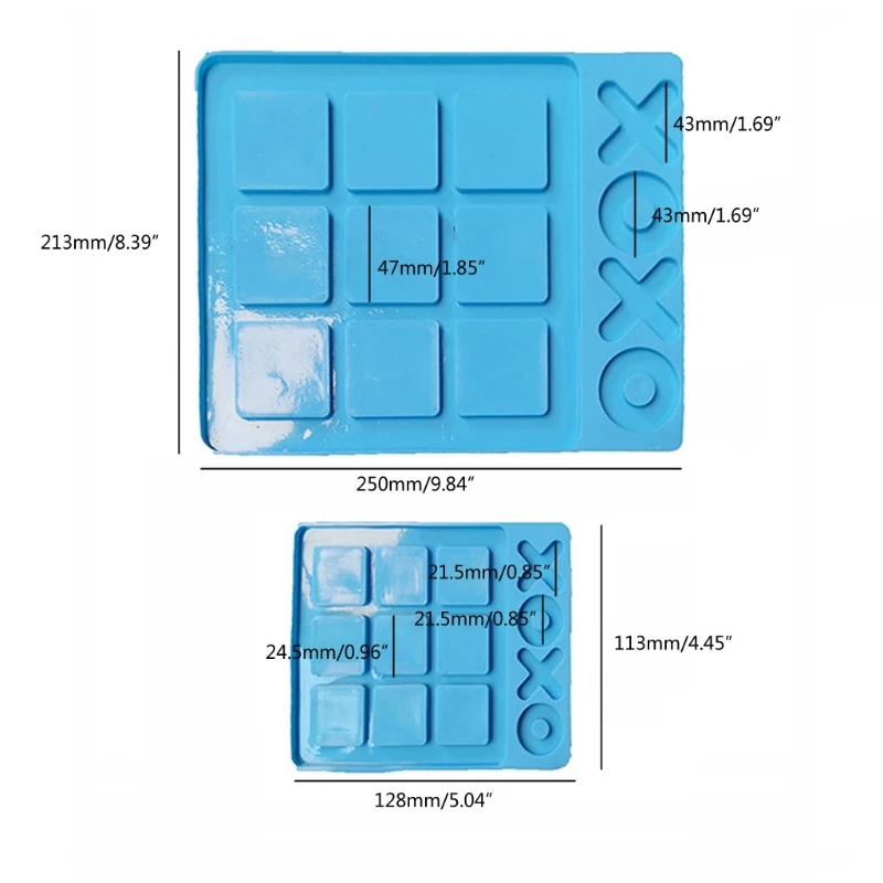 

2 Sizes Tac Toe Game Board with XO Silicone Mold Game Board Mold Resin Family Game Silicone Epoxy Resin Casting Mold Kit