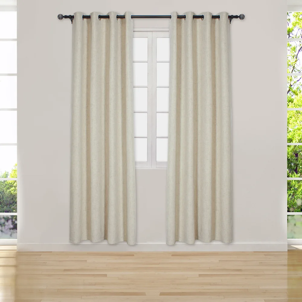 

2022 New Beige Linen-like Polyester Curtain High Blackout Curtain Finished Curtains for Living Dining Room Bedroom