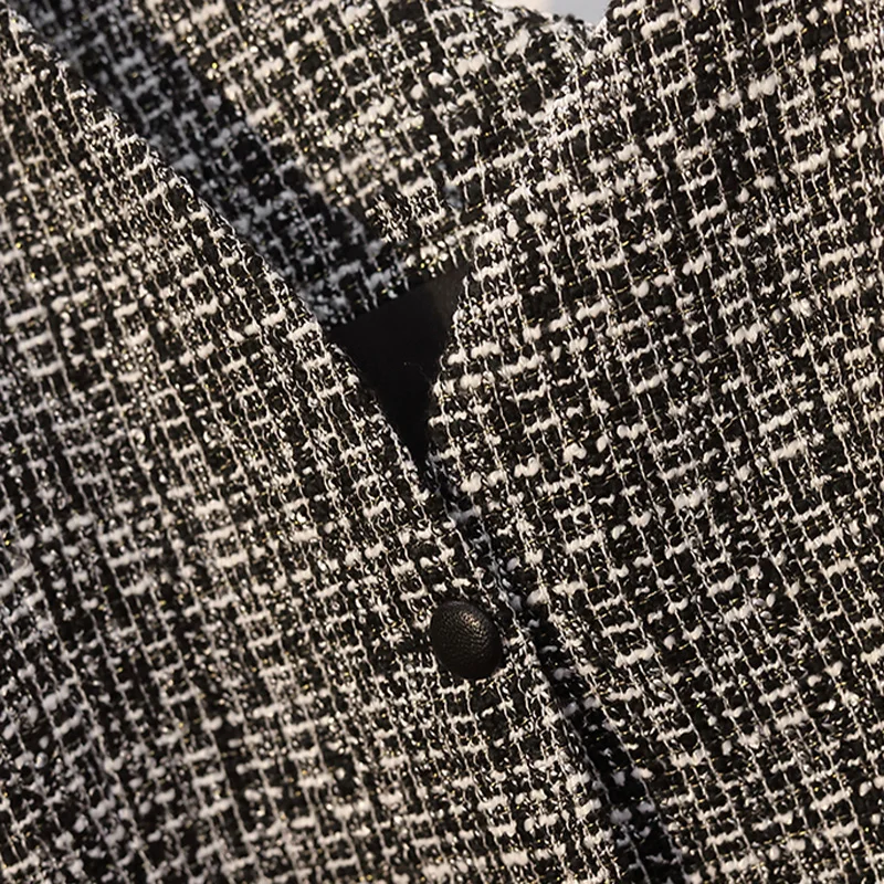 Осенний женский элегантный костюм жилет и платье средней длины с длинным рукавом