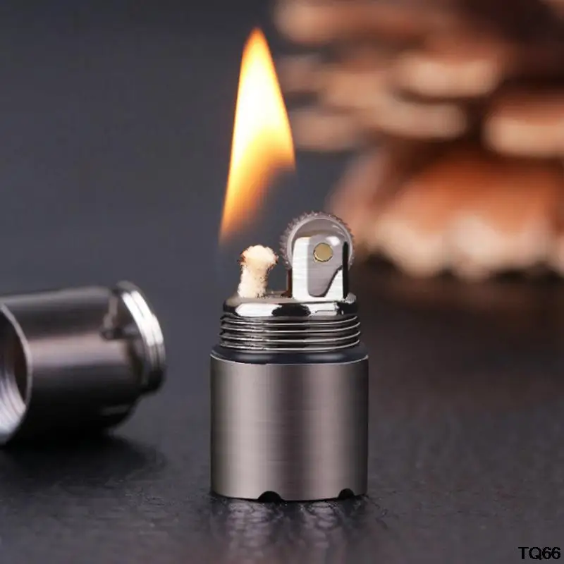 

New Mini Lighter Keychain Without Gasoline Kerosene Oil For Outdoor Portable Capsule Cigarette Lighters Metal Key Ring Tools