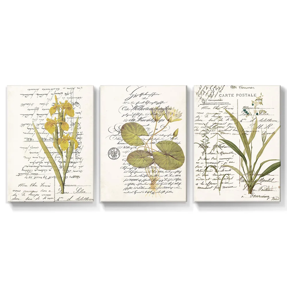 Ботаническая Настенная картина с цветами на холсте постер розовыми и листьями