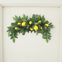 artificial greenery swag front door wreath decor with lemon berry and leaves wall hanging garland for home table decor abux