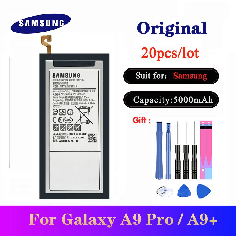 

20pcs/lot EB-BA910ABE Battery for Samsung Galaxy A9 Pro (2016) A9+ SM-A9000 A9100 A910F Original Bateria 5000mAh In Stock