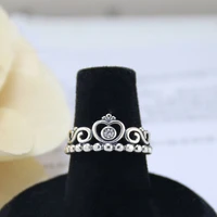 hot free shipping real 925 sterling silver ring stone inlaid and hollow princess crown ring for women gift banquet jewelry