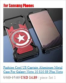 Модный классный Алюминиевый металлический чехол капитан США для Galaxy S10 S9 Plus Note 8 9 S8 Plus S7 Edge задняя крышка GN83