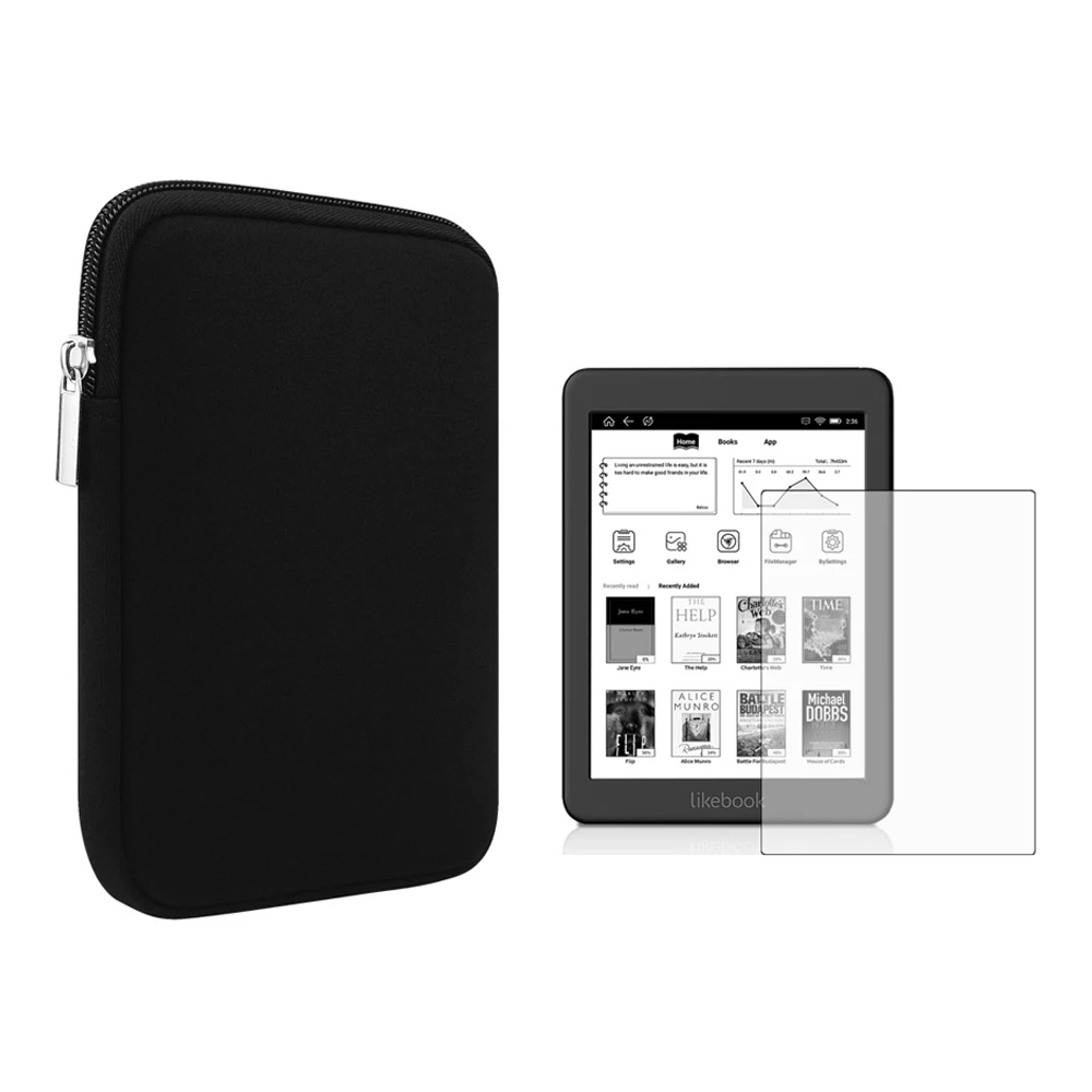 Чехол сумка из неопрена с мягкой подкладкой + Защитная пленка для экрана Likebook P6