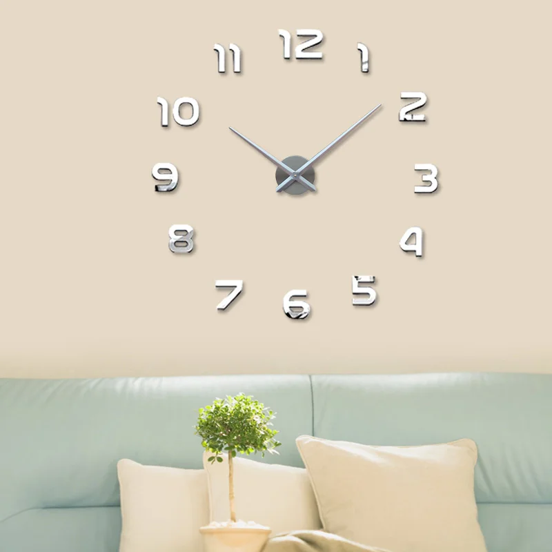 Большие настенные часы зеркальные наклейки DIY 3D акриловые Короткие современные