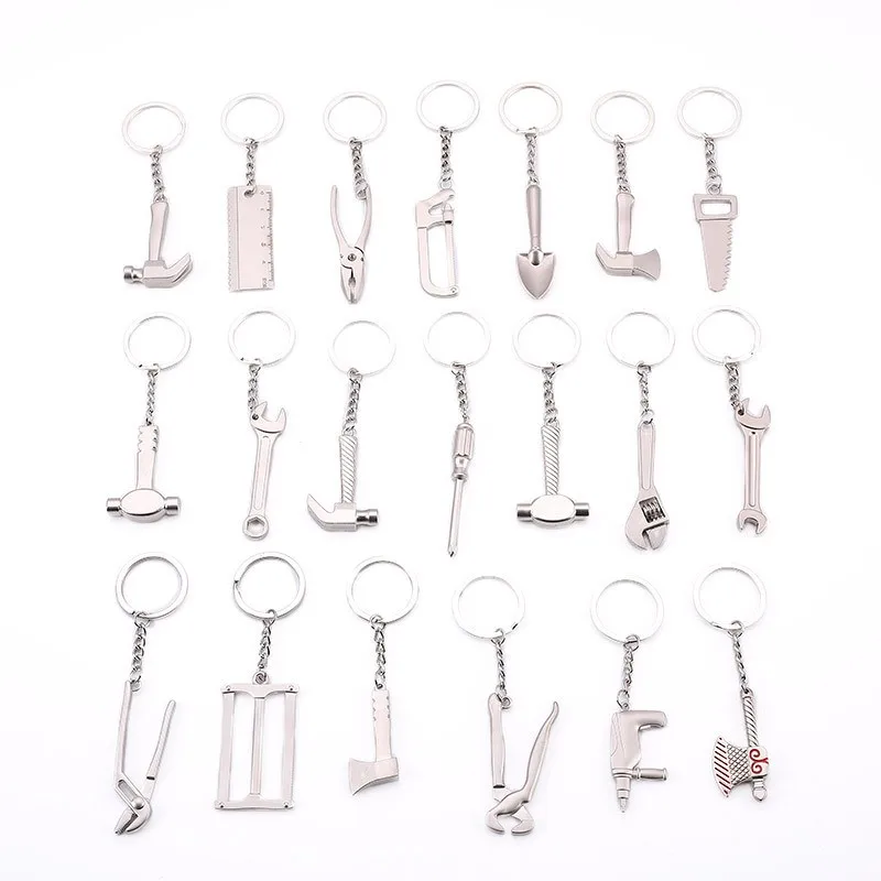 

Cute Mini Keychains Wrench Screwdriver Hand Tools Men Car Bag KeyRing Combination Tool Car Fashion Silver Compact Keychain Gift