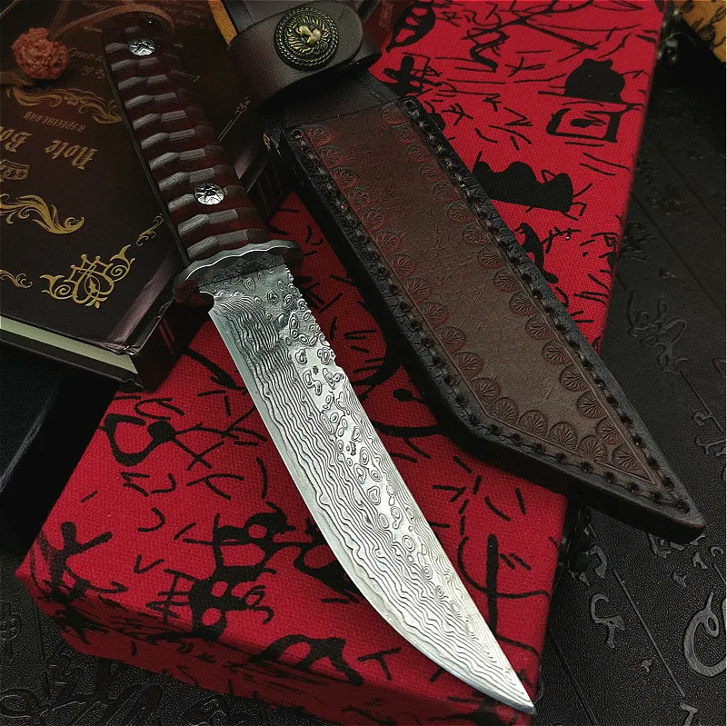 Японский вакуумный кованый нож PEGASI из дамасской стали G10 высокопрочный прямой